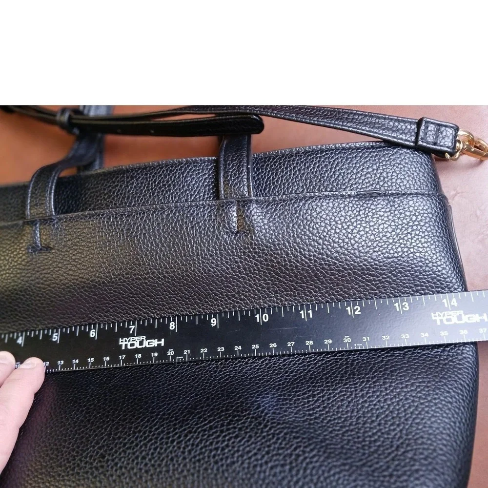 A New Day Black Pebbled Faux Leather‎ Triple Compartment Tote Crossbody Bag